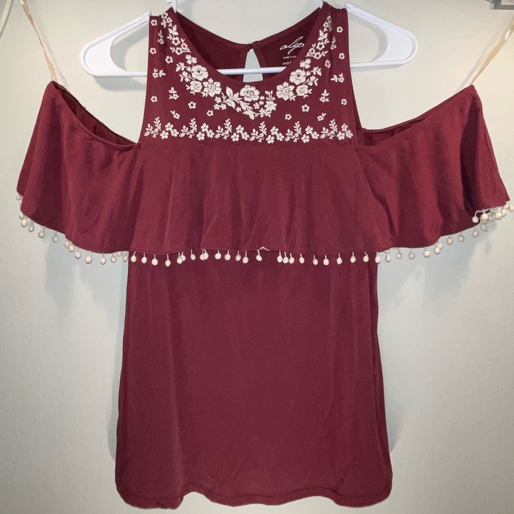 Like new red embroidered top